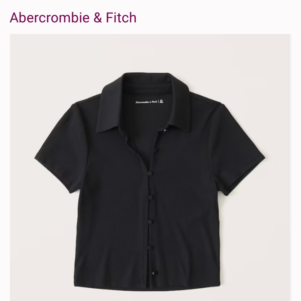 Abercrombie & Fitch Midnight Black Short Sleeve Shirt Button Up XL